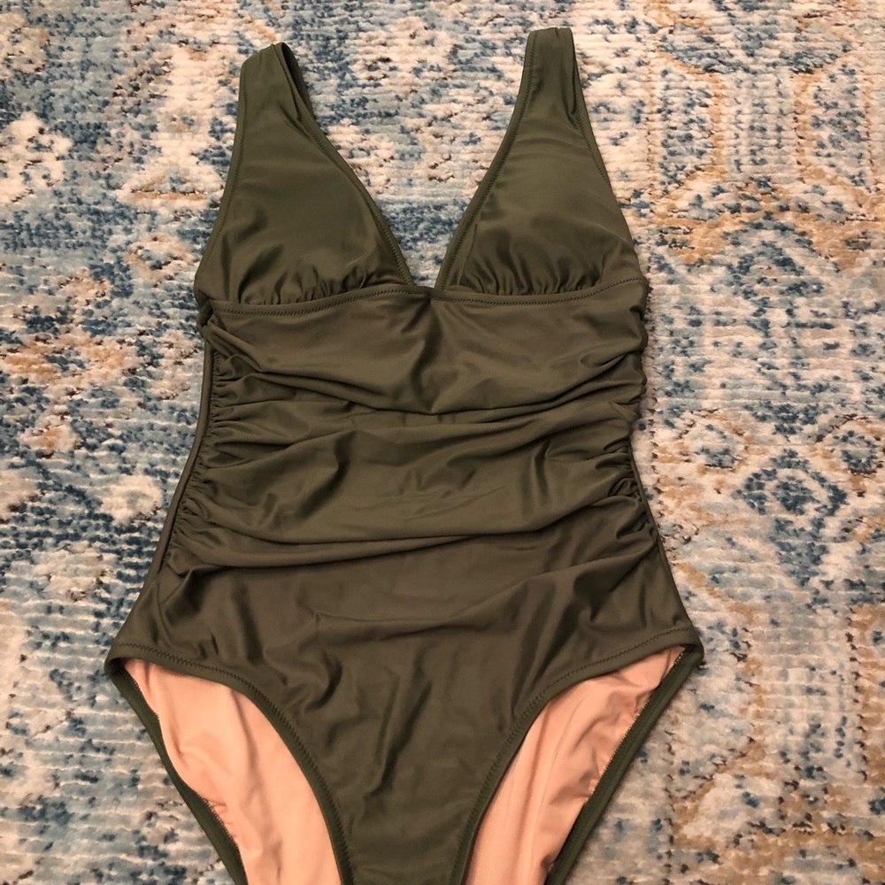 J.Crew Ruched V-neck one-piece bathing suit